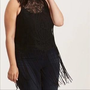 Torrid size 2 fringed top black lace